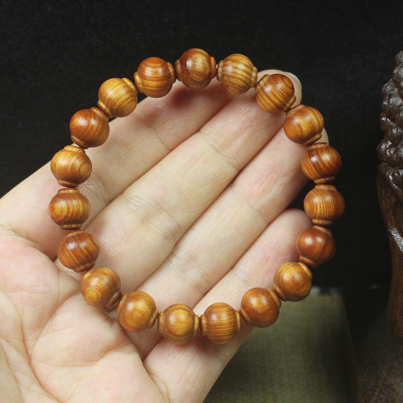 Cypress Wood Lantern Beads Bracelet Men Women Prayer Beads