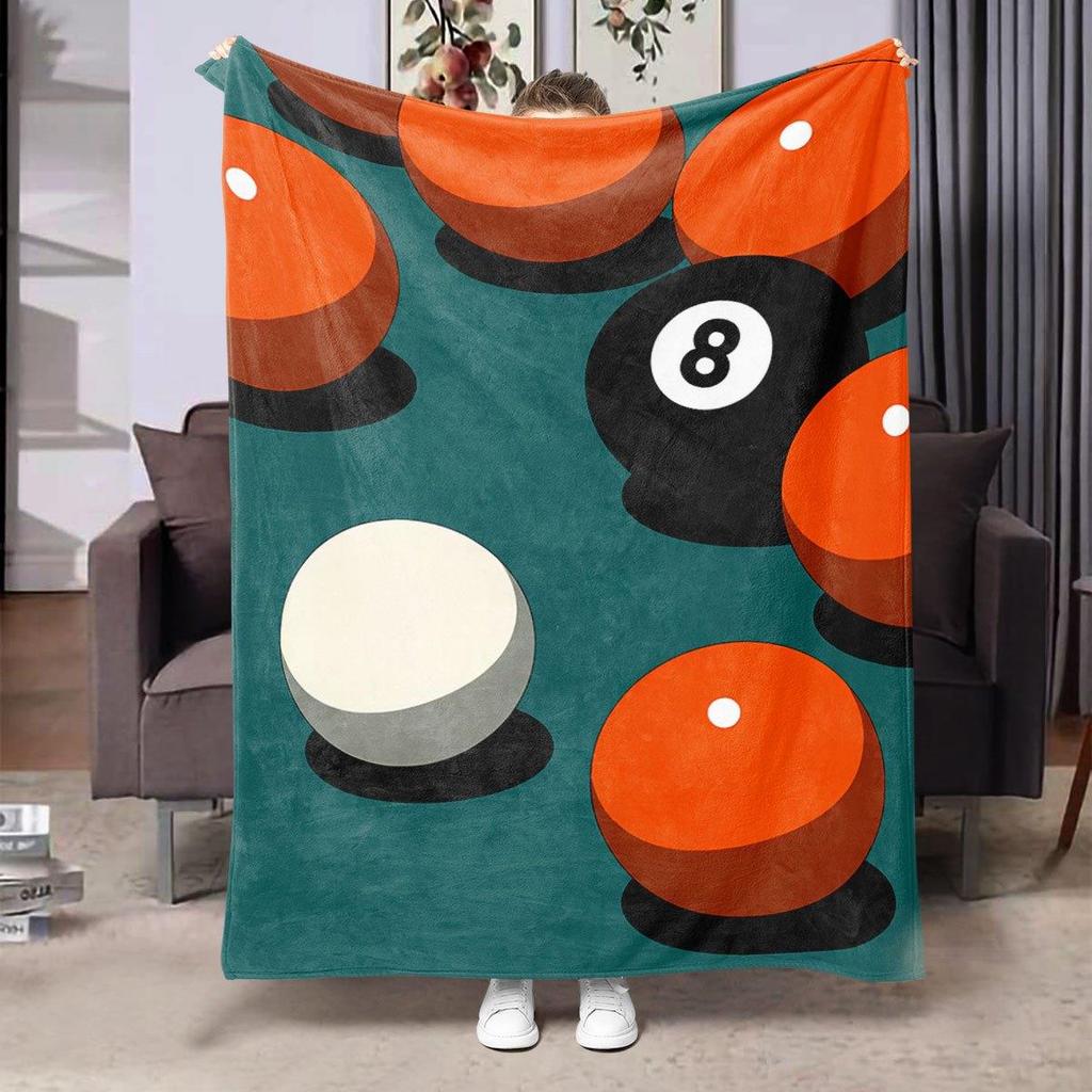 One Piece of a Colorful Billiard Ball Design Throw Blanket Made of Soft And Cozy Flannel Fleece, Measuring 32X30 Inches