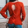 Women's Fashionable Hemp Rope Knitted Detail Round Neck Long Sleeve Sweater Luxurious Relaxed-fit Slimming and Versatile Top