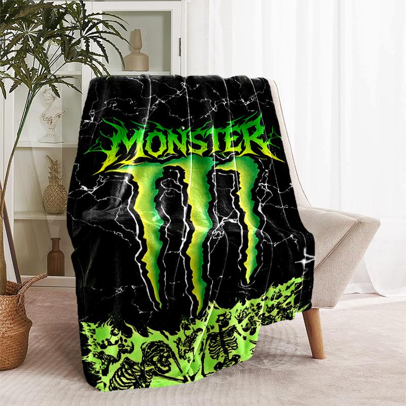 1pc Blanket - Monster Energy LOGO Print Design, Lightweight Blanket for Sofa, Bed- Soft &Warm, Gift for All Seasons