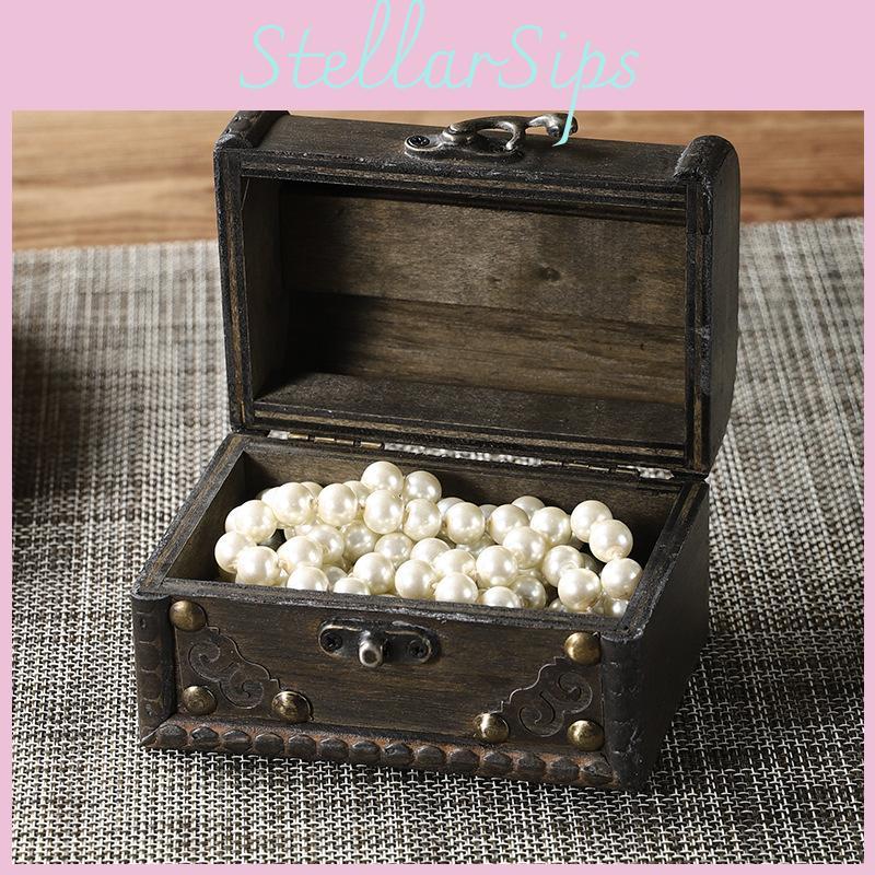 Antique Wooden Desktop Organizer Box With Lock For Home Office Use