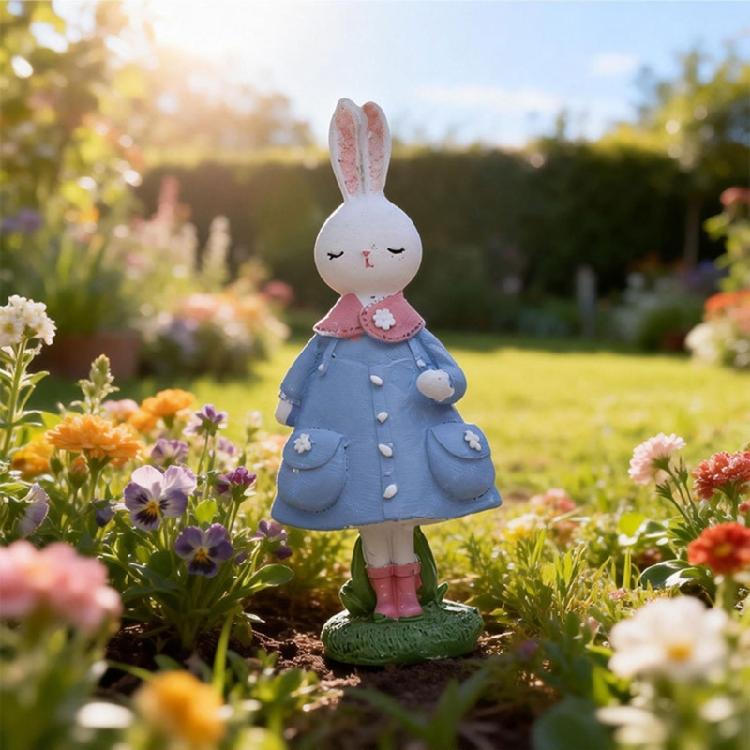 Elegant Rabbit With Dress Display Piece Easter Party Supplies Seasonal Home Accent Suitable For Various Interior Styles