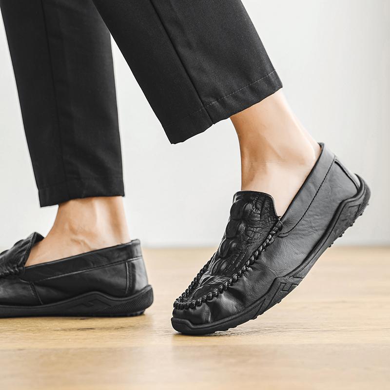 Fashion 2025 New Business Men's Casual Leather Shoes British Trend Fashion Flat Designer Doudou Shoes Men's Cross-border Business Shoes