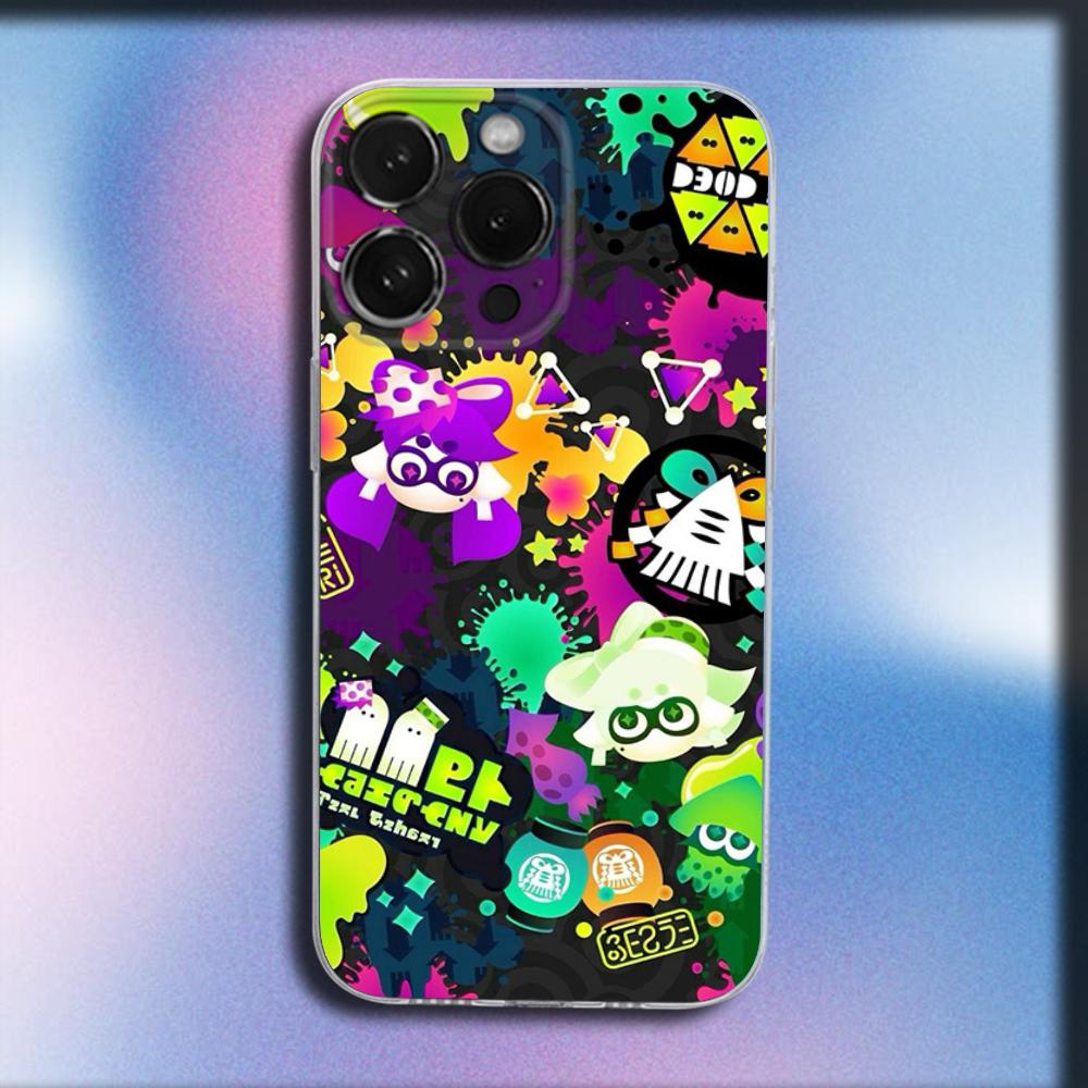 Game S-Splatoon 3 Phone Case For iPhone 16,15,14,13,12,11 Plus,Pro,Max,XR,XS,X,Plus,SE,Mini Transparent Soft Cover