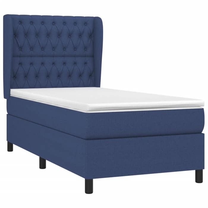 VidaXL Divan Bed with Mattress Blue 100x200 Cm Fabric - Model 3128187
