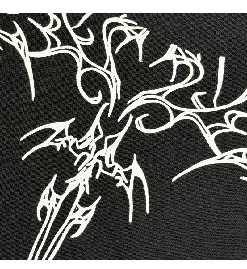 Loose Fit Washed Pure Cotton T-Shirt with Chest Tattoo Print