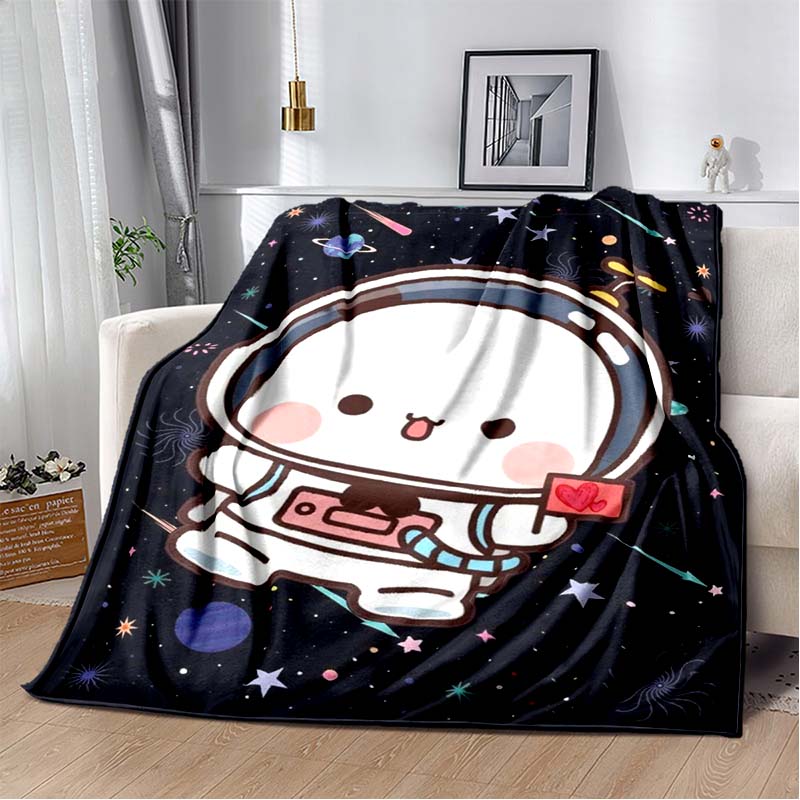 Cute Bubu and Dudu Series Blanket Cartoon Print Kids Warm Flannel Soft Comfortable Home Travel Blanket Bed Blanket Birthday Gift
