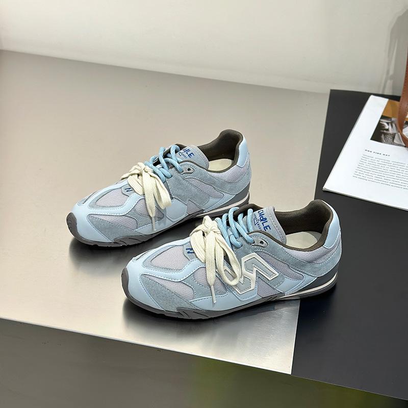 

thick-soled double-strap German training shoes for women s 2025 spring new fashionable and versatile letter design small sports shoes 35 синий