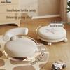 Cream Low Stool with Backrest and Universal Wheels - Ideal for Home, Grout, and Children's Use, Silent Sliding Design