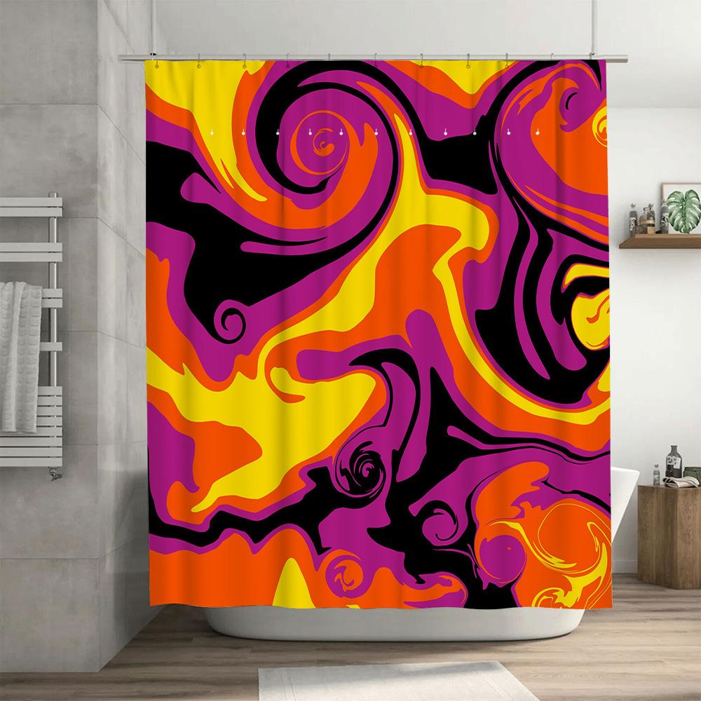 Modern Bath Decor: Bold Swirls Shower Curtain for Bathroom