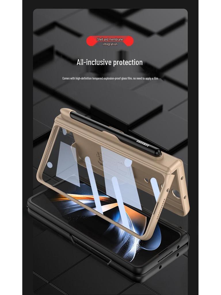Samsung Z Fold4 Magnetic Pen Slot Case with Full Hinge Coverage and Film Protection