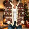 Women's Casual Christmas Print Long Sleeve Open Front Cardigan Jacket for Fall and Winter