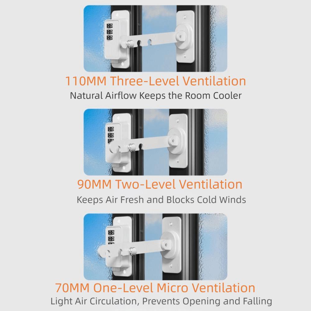 ABS Safety Lock Strong Fixation No Drilling Installation Digital Password Lock Coded Lock System Anti-pinch Design Window Lock