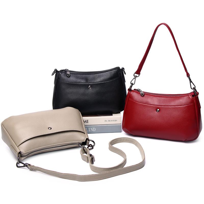 Stylish and simple single shoulder oblique span bag, genuine leather women's bag, fashionable underarm bag, first-layer cowhide women's bag.