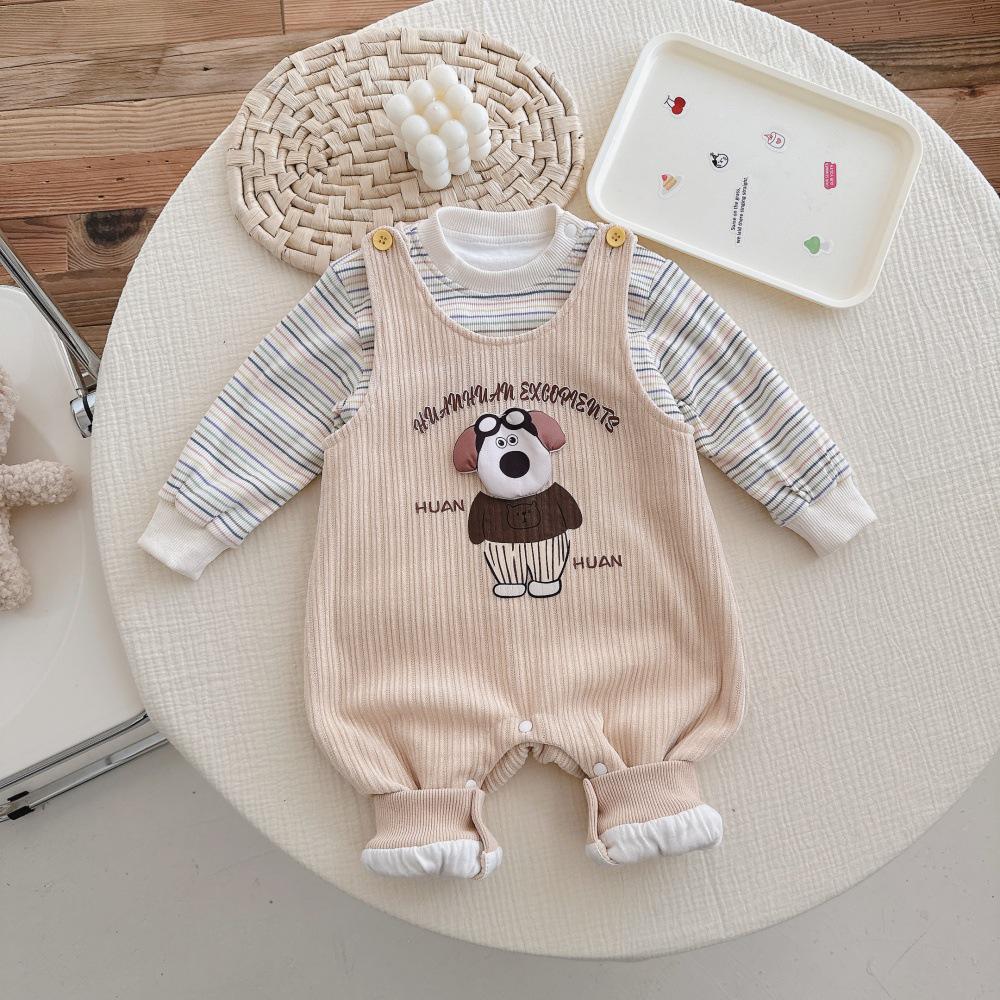 

Трендовый комплект на весну 2025 года для маленького мальчика: рубашка и комбинезон 73 cm абрикосовый