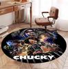 Bride of Chucky Pattern Round Rug, Indoor/Outdoor Mat, for Picnic, Gameroom, Bedroom, Office, Living Room, Home Decor Carpet, Birthday Gift