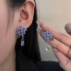 Ethnic Style Flower Earrings Embroidery Ball Blue Atmosphere Earrings Temperament Cheongsam National Style Earrings