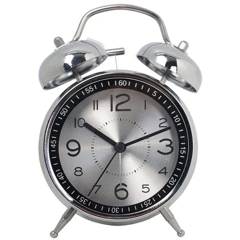 Iron Art Silent Quartz Alarm Clock for Kids Creative Glow Pointer Table Clock Fashionable Desktop Decor