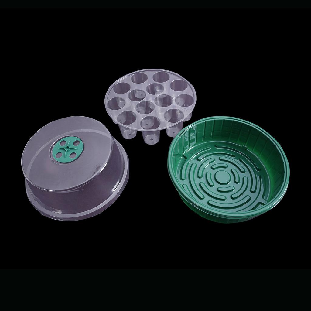 1PC 13-Hole Round Seed Starter Tray With Clear Lid ABS Hydroponic Germination Tray For Seedlings