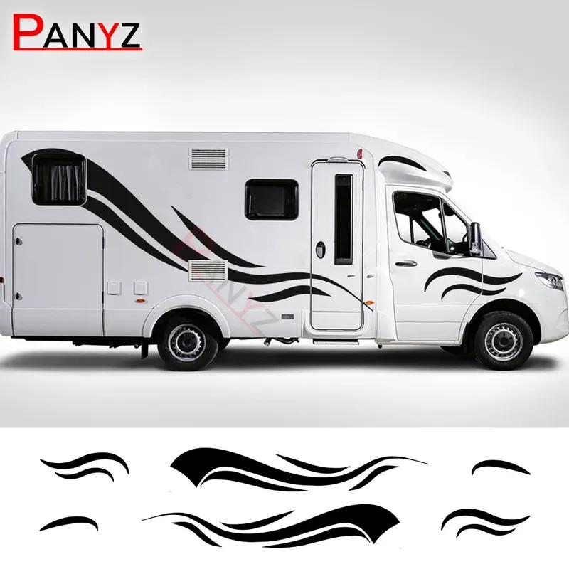 6PCS Motorhome Stripes Vinyl Stickers For Camper Van Horsebox Caravan RV Car Tuning Accessories Decoration Decals