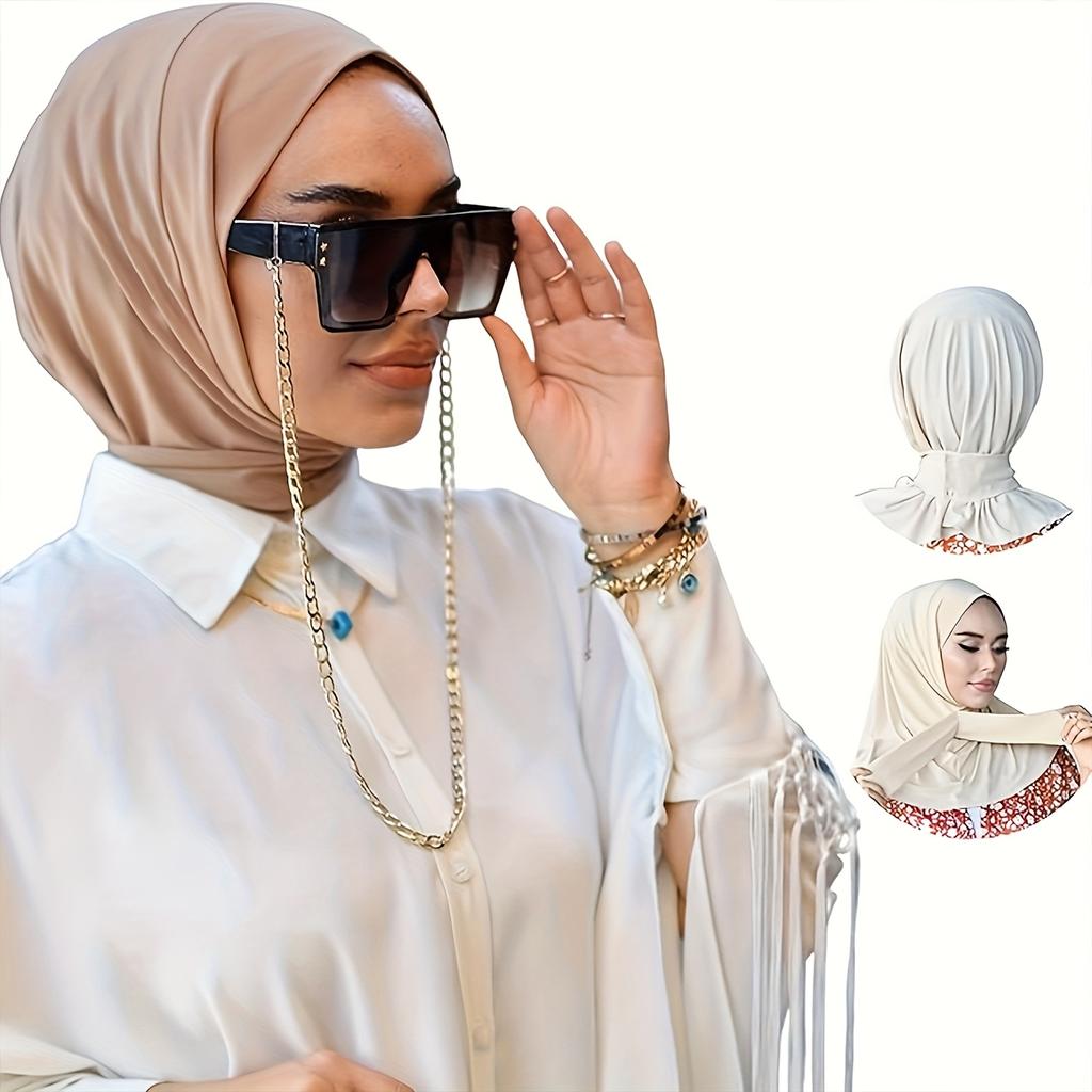 Stretchy Breathable Hijab Snap Closure Hijab for Women Moisture-Wicking All-Season Full Coverage Headscarf,Hijab for Ramadan, Sports & Casual Wear