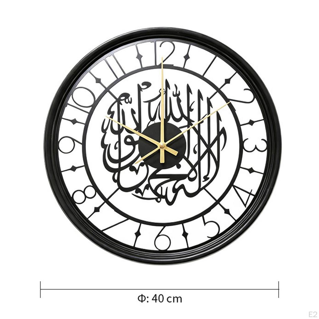 Wall Clock Hanging Iron Round No Ticking Easy to Read Ornament Decorative for Home Farmhouse