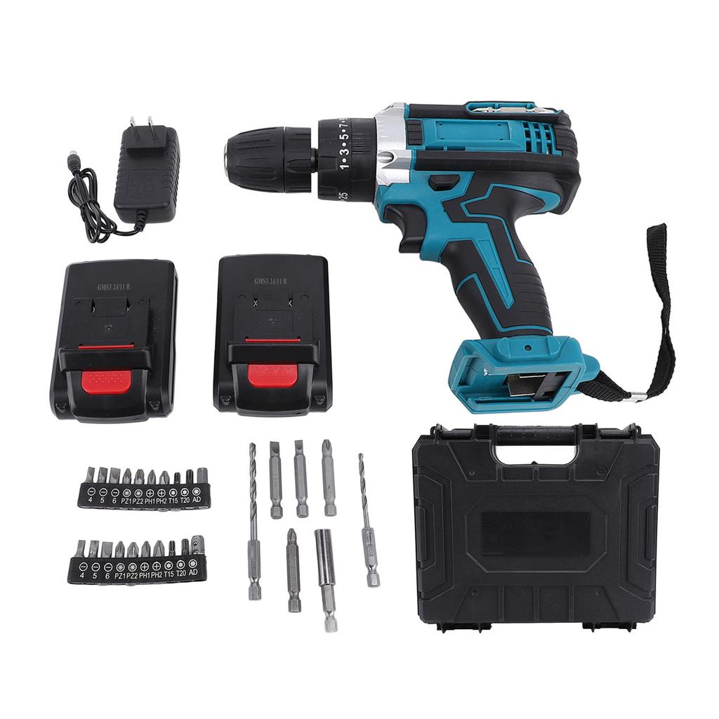 Power Drill Set with LED Light Bits 21V 25 Plus 3 Plus 2 Gear Setting Brushless Motor Professional