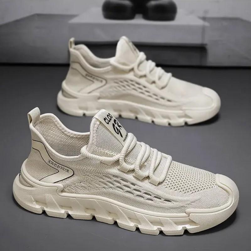 

Men s Shoes With Fly Woven Mesh Surface Breathable Odor Proof Running Sports Soft Sole Trendy Versatile Casual Coconut 44 Standard Sports Code