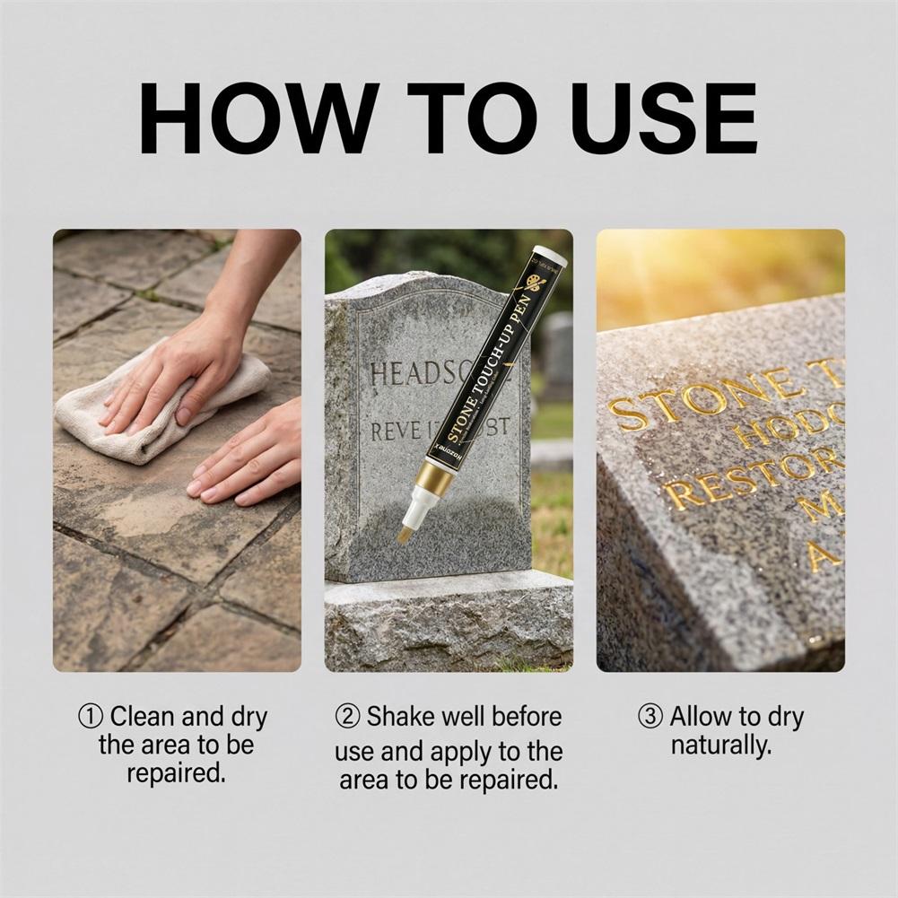 Tombstone Marker Inscription Restoration Pen Oil Based Quick Dry Weatherproof TTouch-Up Paint Pen Marker Pen For Granite Stone