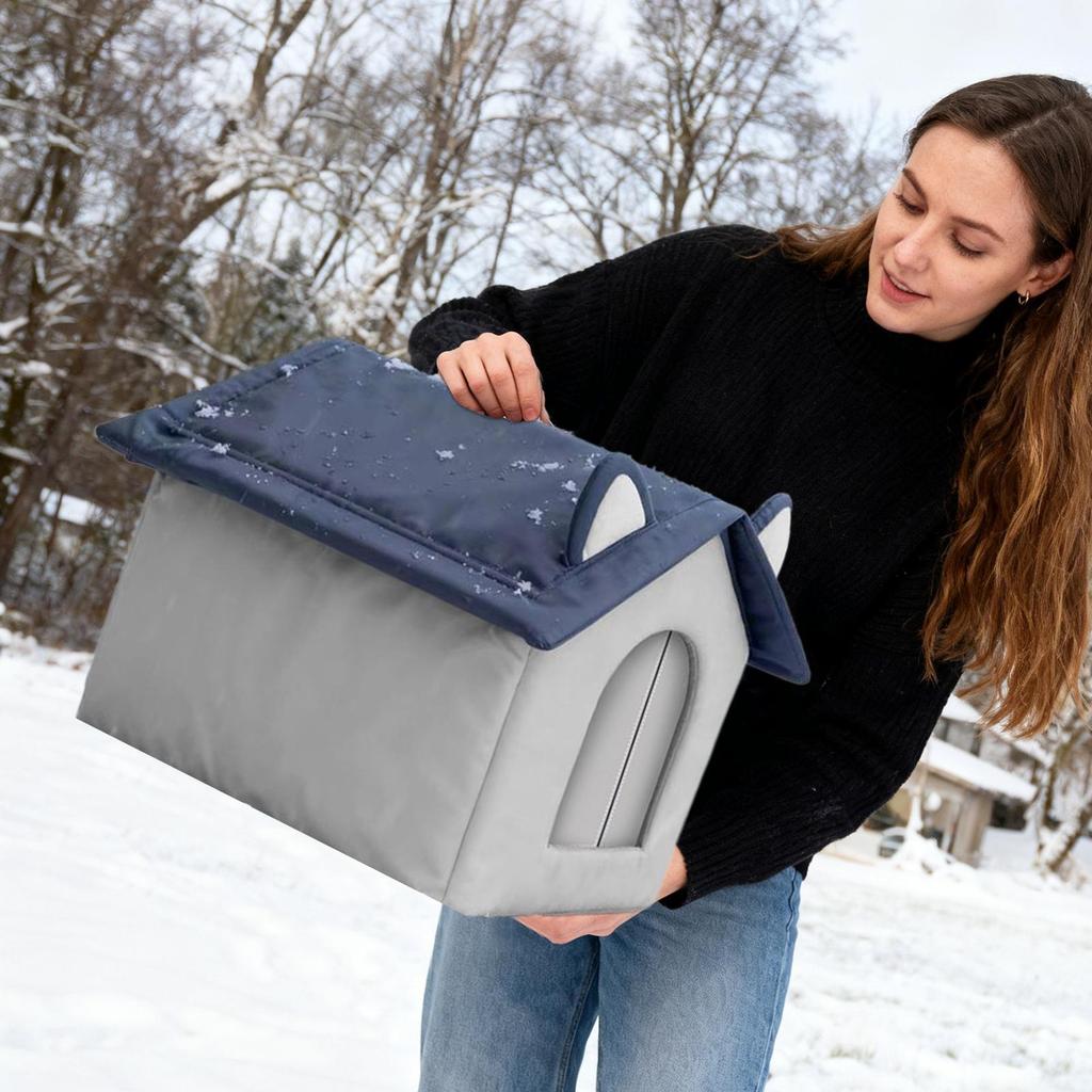 Casa de Gato para Exterior Inverno Isolada Cama de Dormir para Animal de Estimação Abandonado Caverna Aquecedora para Animais de Estimação Resistente ao Frio para Jardim Pátio Quintal