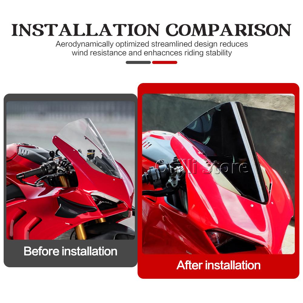 Motorcycle Windshield For Ducati Panigale V4 V4S 2020-2024 Windscreen Heighten Windshield Enlarge Wind Spoiler Cover Fairing