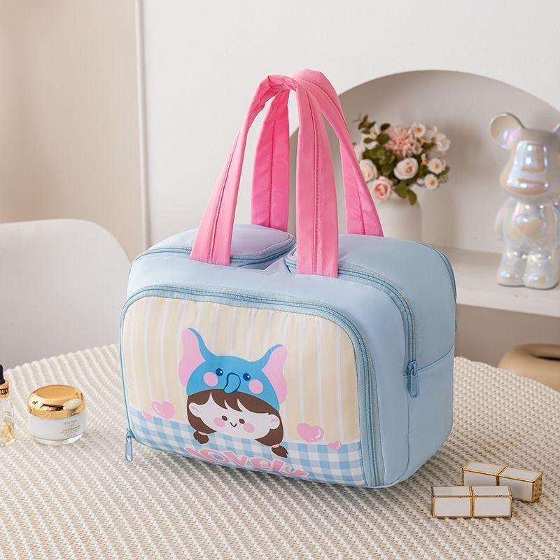 Cartoon Pattern Cute Portable Lightweight Makeup Bag Women's Travel Storage Bag Handheld Organizer Cosmetic Pouch Wash Bag
