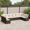 10-piece Garden Sofa Set with Brown Poly Rattan Cushions, 2-seater Garden Sofa with Cushions In 3346558