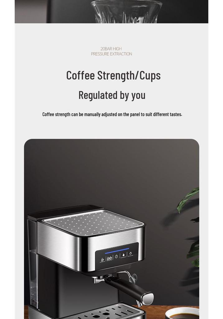 Home & Commercial Italian Semi-Automatic Coffee Machine with Fresh Grinding and Milk Frothing
