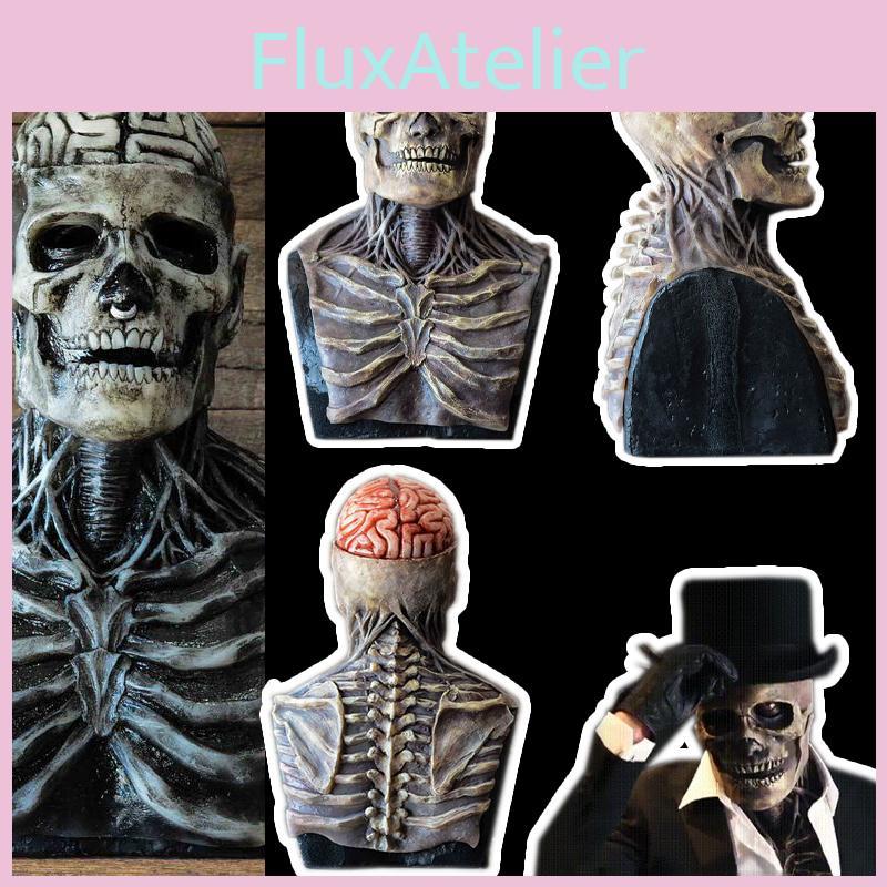 Mask Skeleton Biochemical For Halloween Props Silicone Full Cover Head With Hat