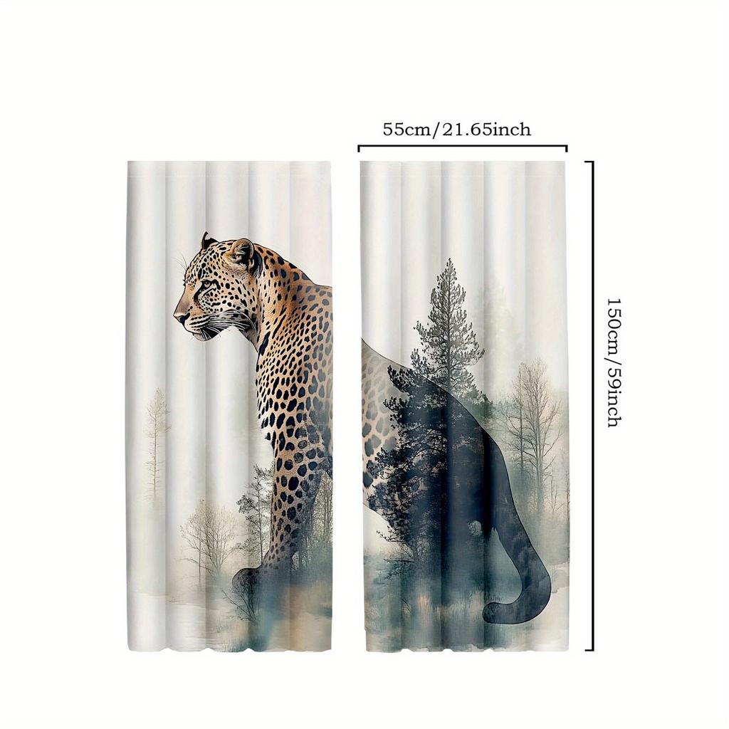 Vintage Cheetah Leopard Print Curtains Africa Wildlife Tropical Jungle Design Semi Transparent Polyester Drapes Li Set Of 2 Made