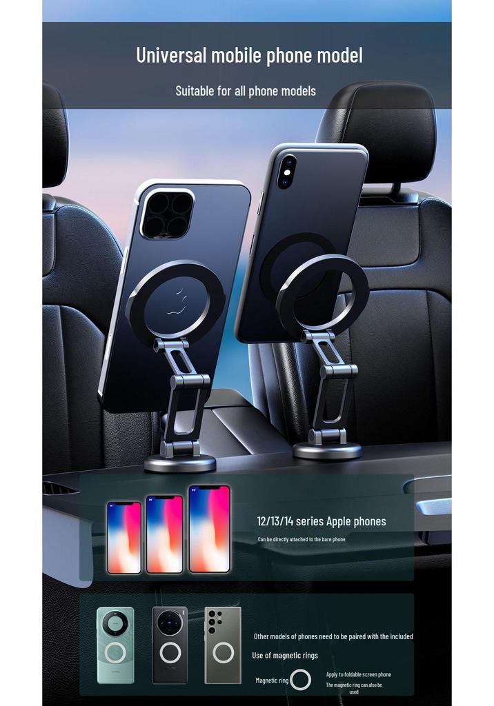 Double Foldable Magnetic Car Dashboard Phone Holder - High-End Rotatable Design