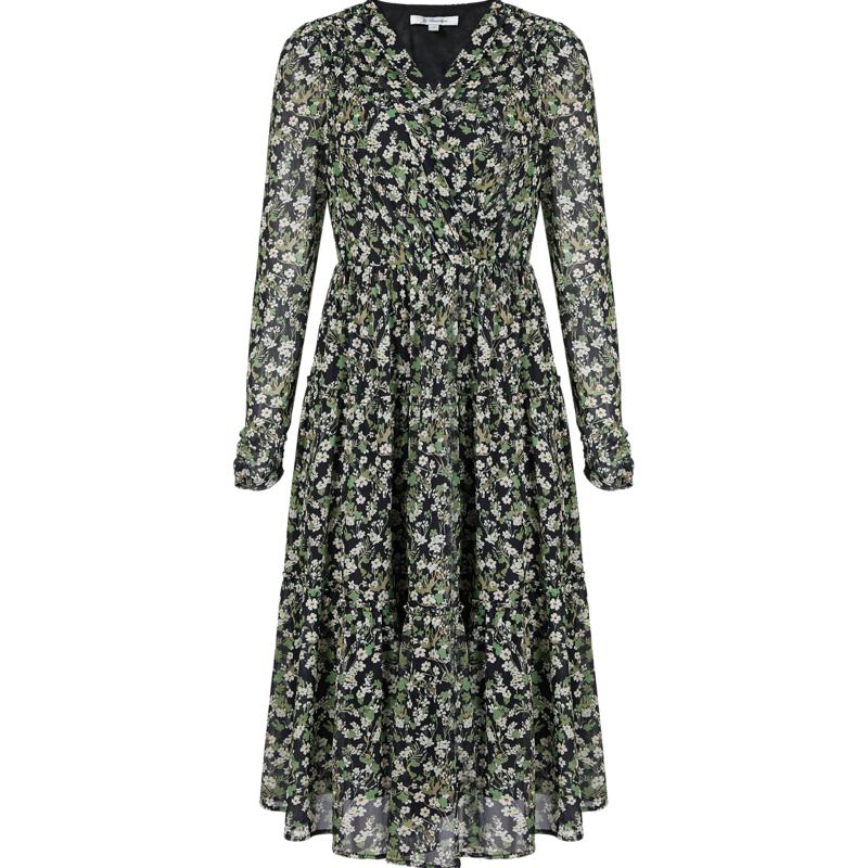 

JZ ANNA COLL Women s 2025 Spring Floral V-neck A-Line Maxi Dress L