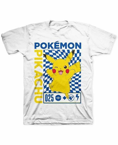 Pokemon Youth Boys Pikachu 025 White Checker Print Shirt New S, L, XL S