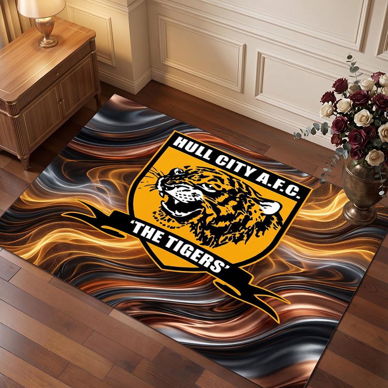 Tappeto in Velluto di Cristallo con Stampa Calcio Hull City, Comodo Assorbente d'Acqua Antiscivolo Tappeto per Pavimento Interno