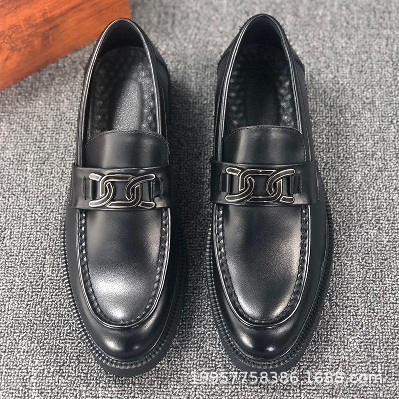 One-pedal lazy foot leather shoes men's 2025 autumn new Korean version of business leisure versatile breathable trendy leather shoes