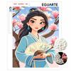 Pearl Art: Mulan Holding a Folding Fan with a Gentle Smile 5D DIY Pearl Picture Craft Kit Ideal Gift for Adults Beginners Creative Home Decor