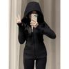 Women's Slim Fit Hooded Cardigan - Pure Cotton Spring/Autumn Yoga Sweatshirt, American Style