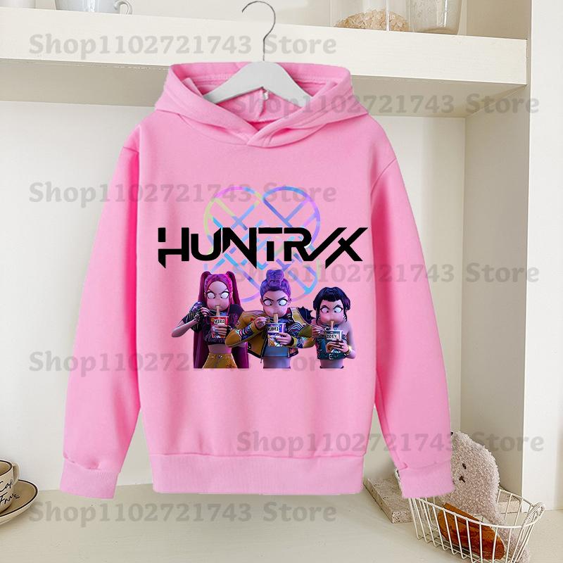 

Kpop Demon Hunters Sweet Hoodie for Children Anime Cartoon Cute Hooded Sweatshirt Girls Spring Autumn Fashion Sports Hoodies 13-14Y