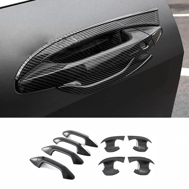 For Kia Sportage NQ5 Carbon Fiber Side Door Handle Cover Door Bowl Trim Protector Garnish Sticker Accessories