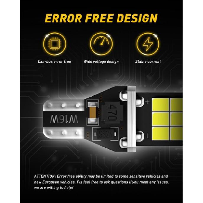 AUXITO Pair White T15 Reverse Back Up  LED Light Bulbs T16 W16W Bright New EOOH