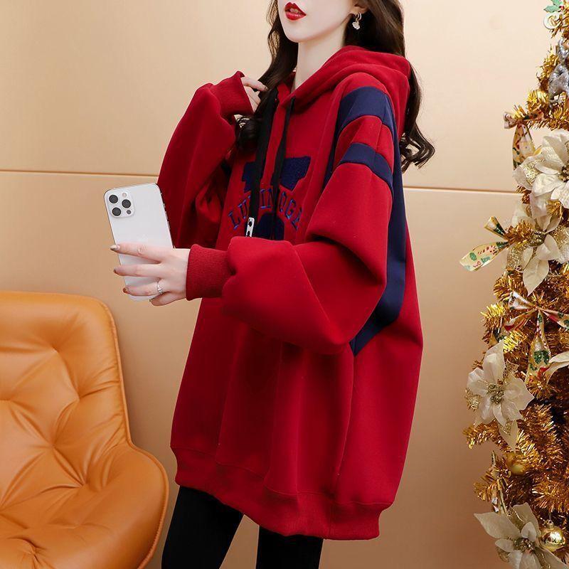 Silver Fox Velvet Embroidered Hooded Sweatshirt with Cotton Blend