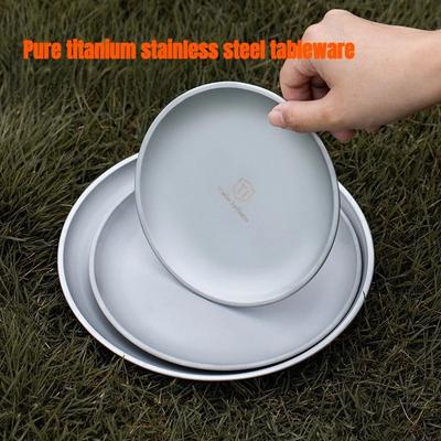 Titanium Camping Plate Travel Tableware Stackable Camping Supplies Backcountry Dinnerware for Backpacking Picnic Equipment