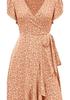 Bohemian Floral V-Neck Short Sleeve Wrap Dress with Belt