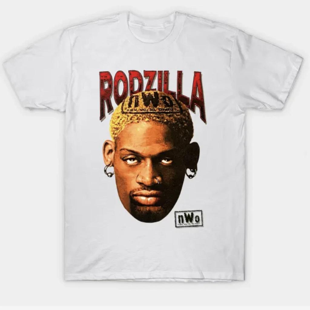 Camisetas de Manga Corta Dennis Rodman Rodzilla Color Blanco Unisex para Hombre S-3XL